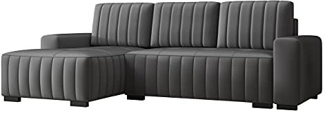 Mirjan24 Ecksofa mit Schlaffunktion und Bettkasten Hokok, Eckcouch für Wohnzimmer, Holzfüße, L-Form Sofa mit Bettfunktion, Wohnlandschaft (Manila 16, Seite: Links)