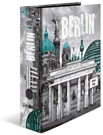 HERMA Ordner A4 Berlin Deutschland Set, 10 Stück, 7 cm breit, Kinder Ringordner mit Städte Motiv, bunter Aktenordner mit Innendruck für Jungen und Mädchen