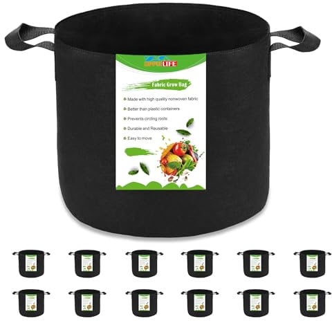 OPPOLIFE 12-Pack 3 Gallon Plant Grow Bags, Heavy Duty Aeration Fabric Pots with Handles for Garden and Planting Outdoor (Black)