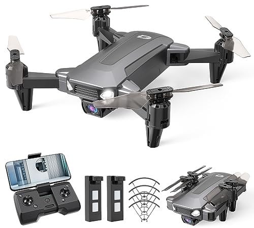 DEERC Drone for Kids with Camera 1080P HD FPV, D40 Foldable Mini Quadcopter for Beginners with Throw to Go, Altitude Hold, Voice Control, Trajectory Flight, Gesture Selfie, 3D Flips, 2 Batteries