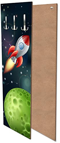 wandmotiv24 Garderobe Foto Rakete im Weltall 40cm Breit x 125cm Hoch Wandpaneel