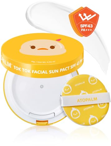 ATOPALM Tok Sun Pact 15 g Spf43 Pa+++| Zink-Sonnenschutz für empfindliche Haut | Feuchtigkeitsspendender trockener Schutz, koreanische Mineralcreme