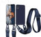 vrupin kompatibel mit iPhone X/XS Handykette Hülle,[2 Stück Schutzfolie 9H Härte Gehärtete Folie].Necklace Hülle Nylon Schultergurt Weich Flüssiges Silikon-Navy blau