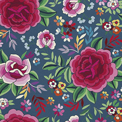 HEKO PANELS Stoff Oxford Wasserdichte Meterware Canvas-Stoff Polyester Stoff Zum Nähen Nähstoffe Möbelstoffe Dekostoffe Wasserabweisend Blickdicht Spanisches Blumenmuster 1 Meter 155 x 100 cm