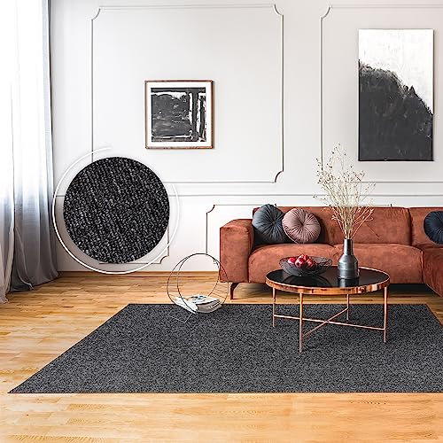Paco Home Teppich Wohnzimmer Schlafzimmer Kurzflor Waschbar Bis 30 Grad Einfarbiges Design Meliertes Muster Weich Moderne Deko, Grösse:200x280 cm, Farbe:Anthrazit