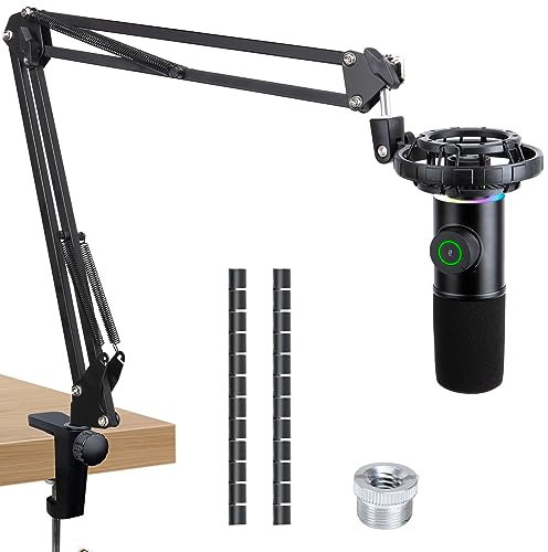 SUNMON Compatible avec Fifine K658 Boom Arm, Micro Stand Boom Arm pour K658, Mic Boom Arm with 3/8 to 5/8 Screw Adapter Clip, K658 Microphone Stand with Cable Sleeve