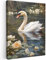 MuchoWow© Bilder 60x80 cm Wohnzimmer Deko Modern Wandbild Foto auf Leinwand Bild Schlafzimmer Room Decor Geschenke Schwan - Blumen - Lilie - Tiere