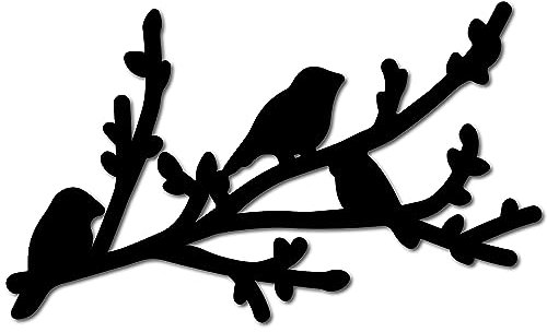 CREATCABIN Vogel Aus Holz,Wandkunst,Dekor,Vögel Auf AST,Holzschild,Lasergeschnittene Lindenholz-Silhouette,Dekorative Hängeskulptur,Unvollendet,Malen,Basteln,DIY,Schlafzimmer,Geschenk,Schwarz,30x18cm