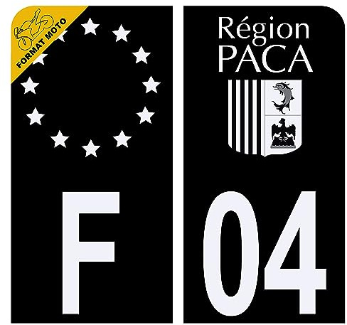 Aufkleber Sticker Nummernschild Motorrad Département 04 Logo Region PACA Schwarz