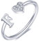 FUNEIA Herz Ring mit Buchstaben Damen Frauen Gold Silber Rosegold Verstellbarer Initiale A-Z Zirkonia Fingerring Stapelring Wasserfest Buchstabering Schmuck Mädchen Geschenkbox