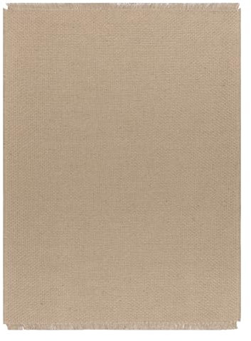 rugsx Teppich Jute mit Fransen, Innen & Außen, für Schlafzimmer, Terrasse, Balkon Jute, flachgewebt, Dunkelbeige einfarbig 200x290 cm