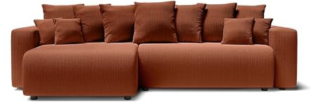 BAÏTA Ecksofa Lea XL 5-Sitzer, umkehrbarer Winkel und Aufbewahrungsbox, Cordstoff, Terrakotta