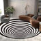 Dazzluxe 3D-Teppich Mit Optischer Täuschung Runder Schwarzes Loch, Stereo-Teppich, Illusions-Flanell-Teppiche, Schwarz-Weiß Ultraweiche, rutschfeste Teppiche Für Wohnzimmer, Schlafzimmer,B,3 ft