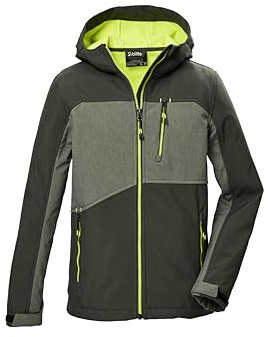 killtec Jungen Softshelljacke/Outdoorjacke mit Kapuze KOW 367 BYS SFTSHLL JCKT, dark moss, 128, 42198-000