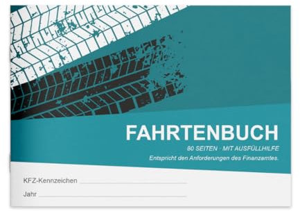 Fahrtenbuch DIN A6 | Finanzamtkonform für PKW | 80 Seiten mit Ausfüllhilfe | Fahrtenbücher 1er, 2er, 3er, 5er oder 10er Pack | zur Dokumentation geschäftlicher und privater Fahrten (10 Stück)