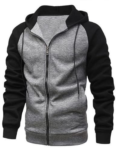 YawYews Huvtröjor för män dragkedja fleece lätta långärmade huvtröjor för män huvtröja S-2XL
