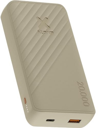Xtorm Go2 Powerbank - 20,000 mAh - 1 x USB-A - 1 x USB-C - Powerful Power Bank - Portable Battery Suitable for iPhone and Samsung - Sustainable Technology - Clay