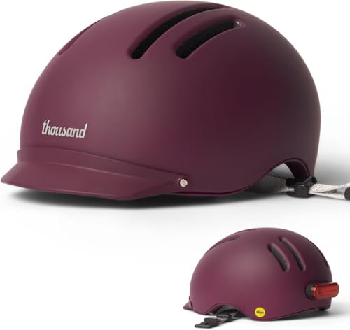 Thousand Chapter MIPS Adult Bike Helmet - Rechargeable LED Rear Light with Magnetic Attachment - PopLock Anti-Theft System - Ventilated Urban Road Cycling Helmet for Men and Women