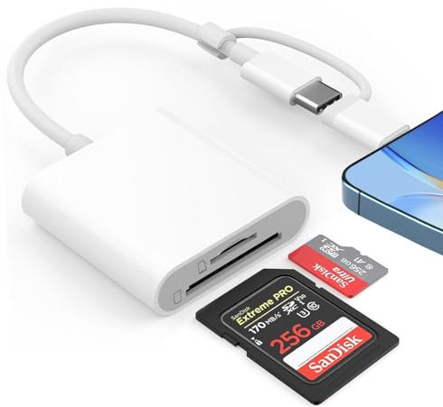 Lettore Schede SD per iPhone/iPad/Fotocamera, Adattatore Scheda SD per iPhone, Adattatore SD per iPhone, Adattatore Macchina Fotografica iPhone, SD Card Reader for iPhone Lettore Schede USB C
