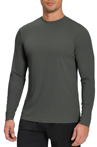 Weardear Sport Tshirts Herren Leicht Laufshirt Funktionsshirt Sportshirt Schnelltrocknend Atmungsaktiv UV-Schutz UPF 50+ Sonnenschutz Langarm Shirt Männer Wassersport Dunkelgrau M