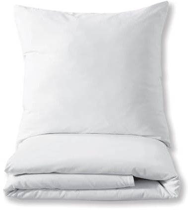 Luxuriöses Bettset aus Mako-Satin 100% Baumwolle 135x200 155x220 200x200 200x220, Größe:135 x 200 cm, Farbe :Weiß