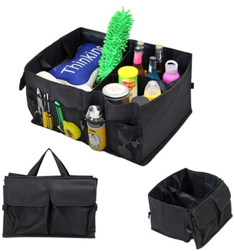 GCFTIFF auto organizer kofferraum box,camper zubehör, 52L Kofferraumtasche mit großem Stauraum,Aufbewahrung Universal Falt-Box Stabil Auto-Zubehör Gadget