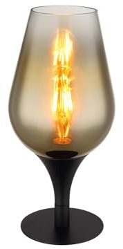 Tischleuchte mit Glas Lampenschirm Gold, Höhe 31cm