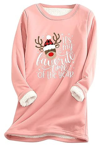 Damen Weihnachtspullover Lustige Grafik, Sale Sweatshirt Ugly Christmas, Oberteil Mit Weihnachtlichem Aus Verdickter Lammwolle Aus Samt Warm Winterpullover Mit Langen Ärmeln Und Rundhalsausschnitt