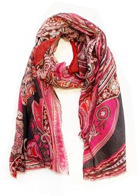 CODELLO Damen Schal mit Paisleymuster in rot oder schwarz (rot)