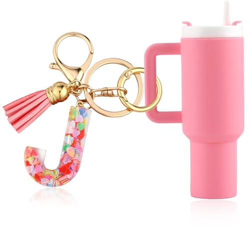 Tmtains 2Pcs Mini Tumbler Keychain Chapstick Holder Accessories for Stanley Cup Key Ring Funny Cute Cup Key Chains for Women