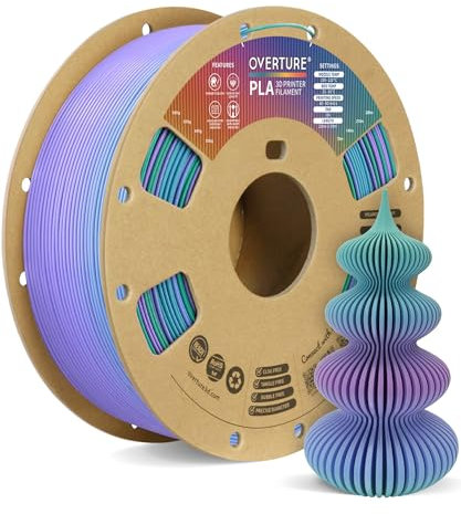 OVERTURE PLA Filament 1.75mm PLA 3D Printer Filament, 1kg Cardboard Spool (2.2lbs), Dimensional Accuracy +/- 0.02mm, Fit Most FDM Printer(Northern Lights)