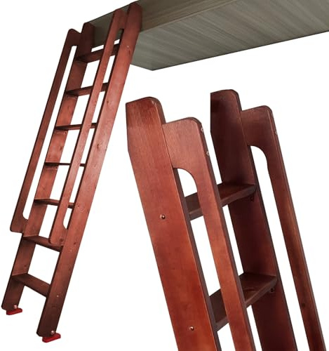 Ladder for Children Bunk Bed/Adults Camper Rv Rise Beds, 100 130 150 180 185 200 220 240 250 CM High Bunk Ladder/Climbing Step Ladders, with Handrails(Brown,210cm(82 5/7IN)(6.9FT))