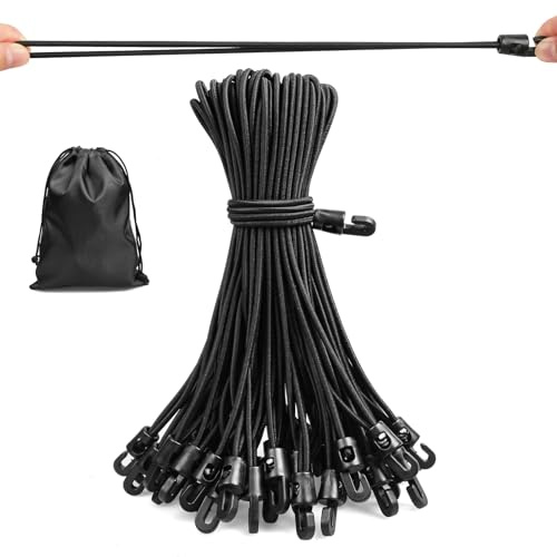 Moinkerin 30 Stück 25cm Schwarze Spanngummis mit Haken - wasserdichtem und UV - beständigem，Expander mit Haken & Planenspannern, geeignet zum Fixieren von Planen, Campingzelten