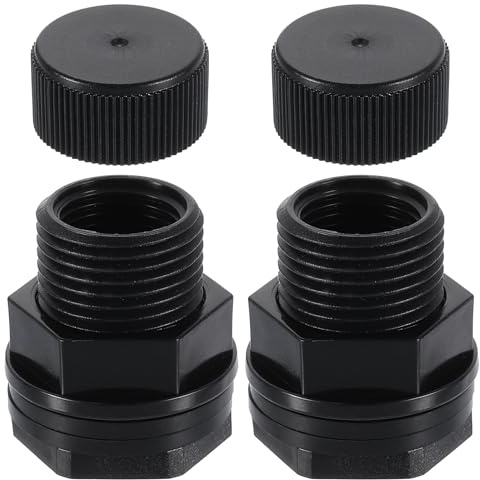 QUARKZMAN 2 Stück Bulkhead-Fitting mit Stecker, 1/2 NPT x 3/4 GHT Bulkhead-Wassertankanschluss für Gartenschlauchadapter Wassertank Aquarien, Grau