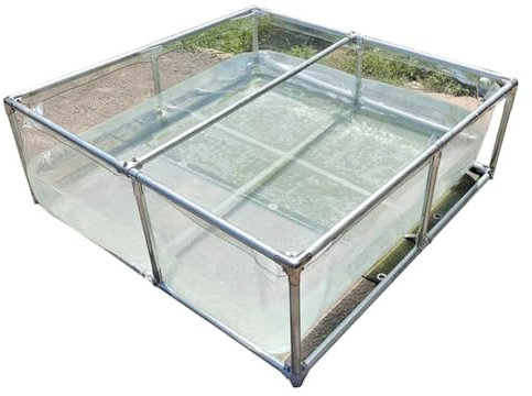 GZHERVICES Aquarium-Poolteich Mit Transparenter Sichtscheibe Und Ablassventil, PVC-Segeltuch-Fischteich Mit Rahmen, Für Teiche, Fischtanks, Koi, Goldfische, Schautanks(Clear-0.4m,0.5x0.5m)