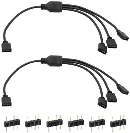 2 Pezzi Cavo Splitter ARGB 5V 3 Pin, 1 Femmina a 3 Femmina, Cavo di Estensione ARGB per Computer PC, Ventola ARGB e Dispositivo di Raffreddamento CPU, Collegamento a Scheda Madre RGB Indirizzabile