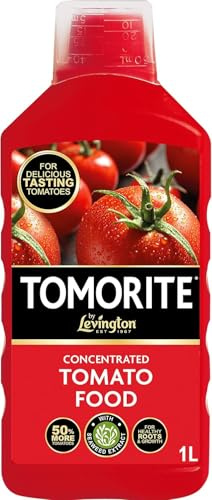 Levington Tomorite Concentrate 500ml/1L/2.5L Premium Liquid Fertiliser for Tomatoes, Fruit & Vegetable Plants | High Potash Formula with Trace Elements | Promotes Strong Growth & Yield (1L)