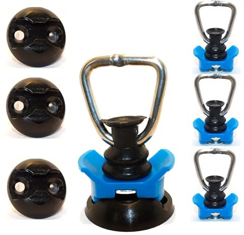 Gubar-Tech 4er Set Orange 8 Teilig, 4 x Single Fitting für Airlineschienen + 4 x Rundplatte schwarz (O-Blau)