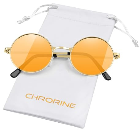CHRORINE CHORINE Hippie Sonnenbrille Rund Retro Stil der 70er Jahre, für Damen und Herren, Party Accessoire, Festival Mode, Vintage Sonnenbrille