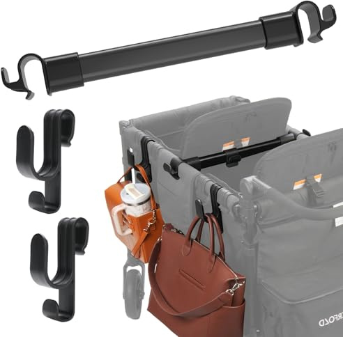 Vorwärtsgerichteter Kinderwagen-Stützstange + Haken (2er-Pack), kompatibel mit Wonderfold W4, Wagenzubehör für Kinder, multifunktional, doppellagig, zum Aufhängen, abnehmbar und einfach zu