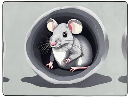 WZYCWB Teppich mit Maus im Loch, 160 x 121,9 cm, rutschfeste Teppiche, geeignet für Wohnzimmer oder Büro