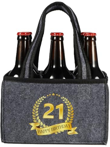KHstylehoo 21st Birthday Gift Bottle Carrier Bag for Men – 6 Bottles | Funny Beer Gift for Men, Personalised Birthdays and Christmas Presents for Men, Him, Reusable Wine, Champagne Bag