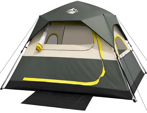 Tent 4 Person Tents for Camping - Instant Cabin Tent Setup in 50 Seconds with Rainfly & Windproof, Portable Pop Up Tents with Carry Bag for Family Outdoor Camping & Hiking