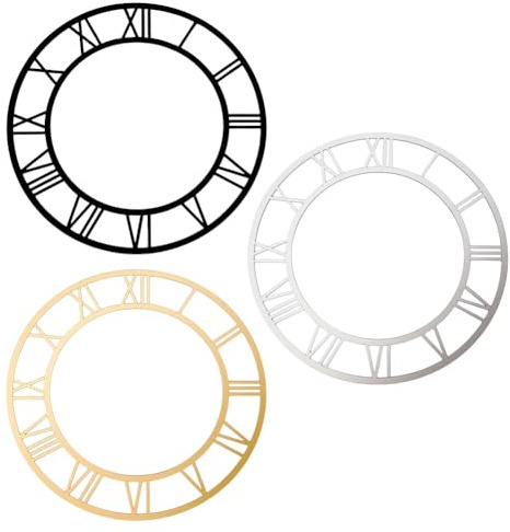PH PandaHall 3 Stück Uhr Acryl Spiegel Wand Aufkleber, 3 Farben Selbstklebend Römische Zahlen Dekorativ Modern Kunst Uhr Aufkleber für Wand Wohnzimmer Schlafzimmer Büro Zuhause Dekoration, 20cm
