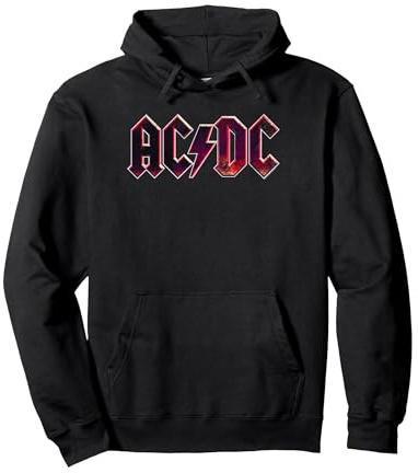Offizielles AC/DC Raw Distressed Logo Band Hard Rock Pullover Hoodie, Unisex für Erwachsene, Schwarz, L