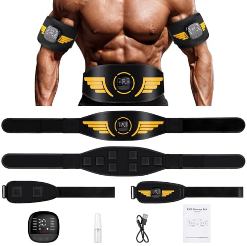 EMS Bauchmuskeltrainer mit 10 Modi & 30 Intensitäten, USB Wiederaufladbar
