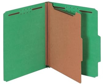 Pendaflex® Classification Folders, 1 Divider, 2 Fasteners, Letter, Dark Green, 10/Box (23733P), Specialty