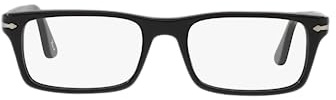 Persol Unisex PO3050V Rectangular Prescription Eyewear Frames, Black/Demo Lens, 53 mm