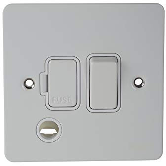Schneider Electric Ultimate Flat Plate - Switched Fused Connection Unit, with Flex Outlet, GU5213WPW, Painted White with White Insert