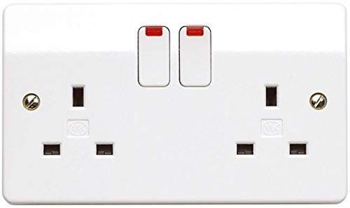 MK Logic Plus 2 X K2747 WHI 13A Double Pole Switchsocket, 2 Gang